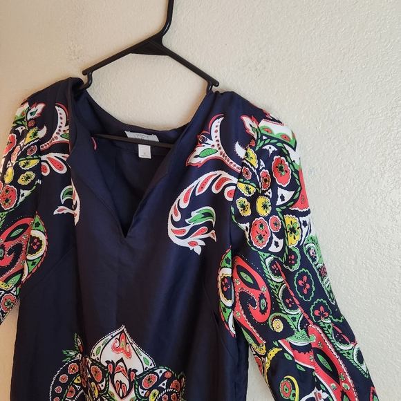 LOFT Paisley Retro 70s Shift Dress Size 10 - Picture 4 of 7